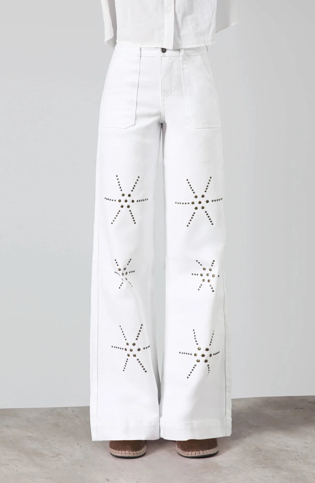 Usado por Gabriela Emilia Saez Pacheco , Jeans raindoor blancos , talla 36