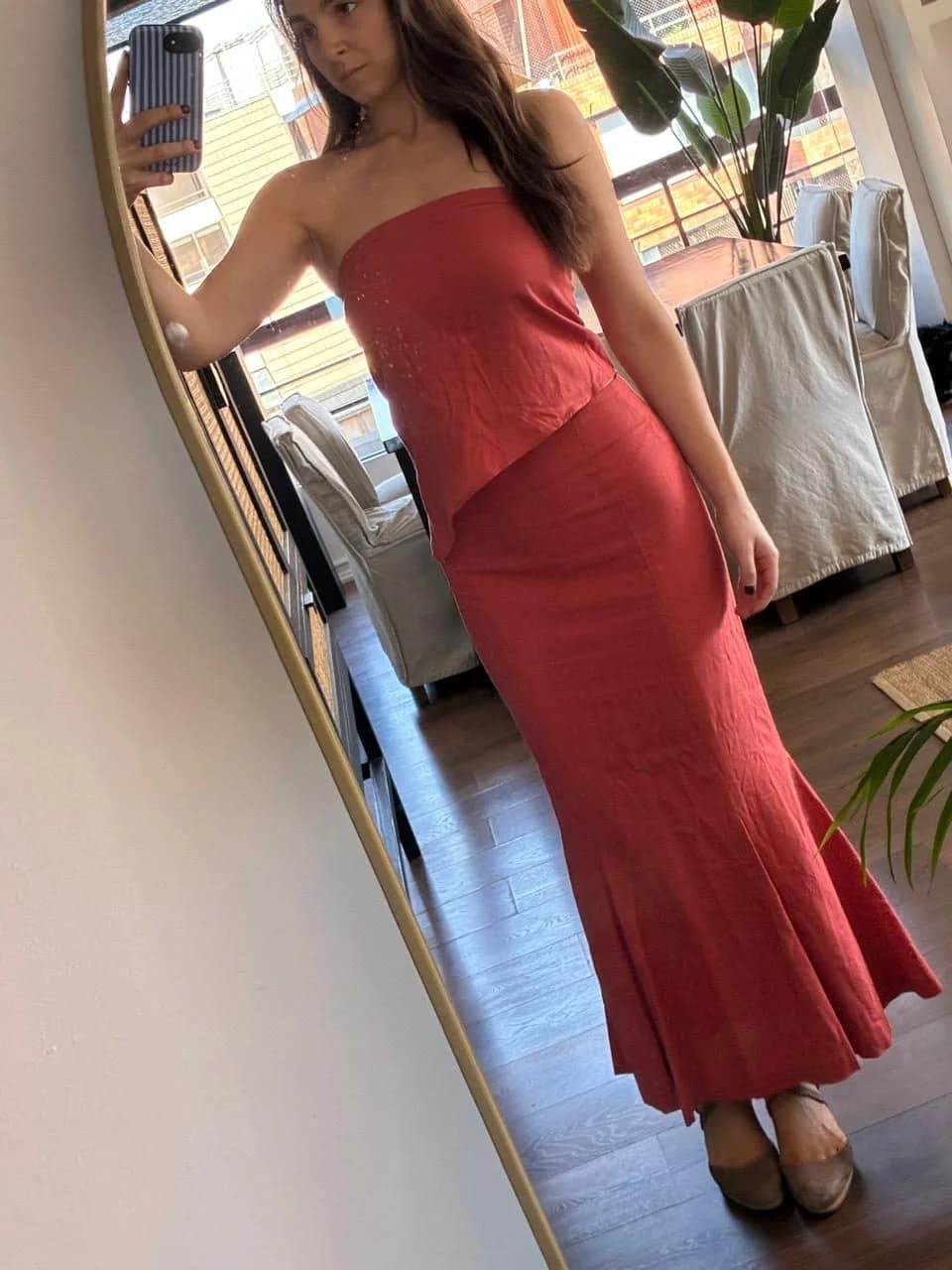 Usado por Sofia Mackenna, Conjunto salmon marca Alos, talla S