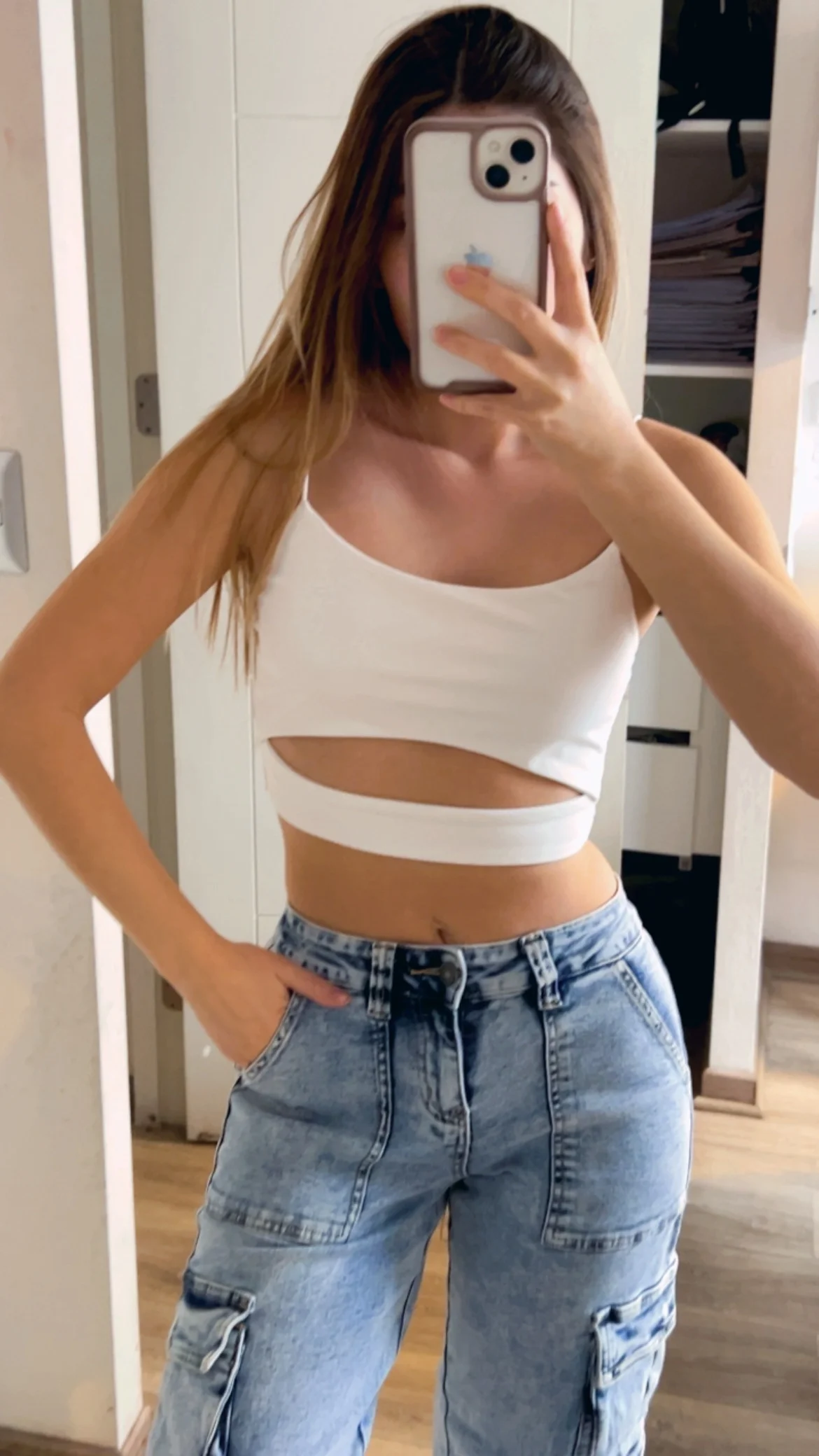 Usado por Monserrat, Top blanco , talla Xs
