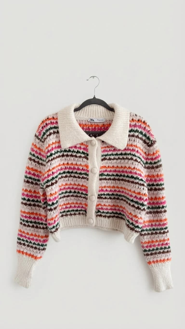 Usado por Isidora Baxter, Chaleco Lana Zara con bufanda, talla L