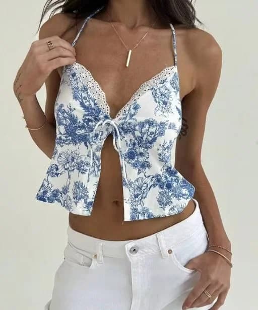 Usado por Paula Arregui, Top Floral, talla XS