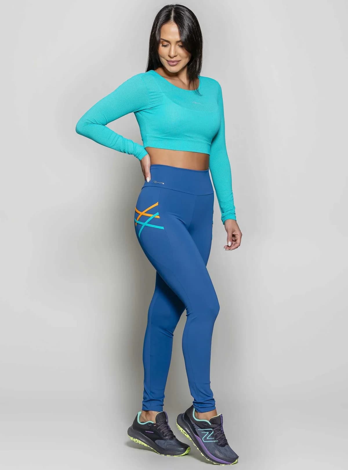 Usado por Dominique Verdugo , Leggins azul , talla S