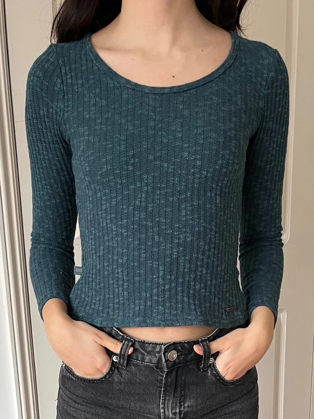 Usado por Isidora Draper, Top Wild Lama Tejido Manga Larga, talla XS