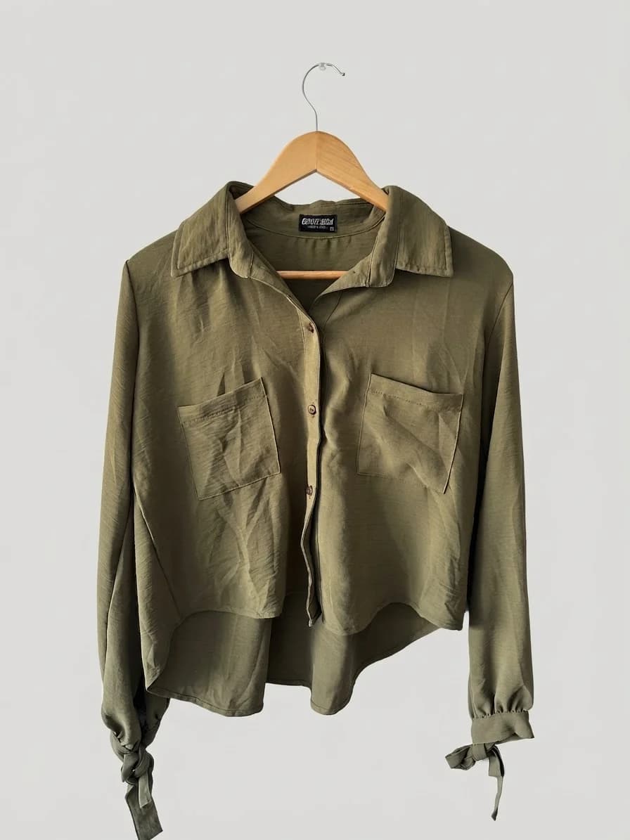 Blusa verde nudo mangas — foto 1