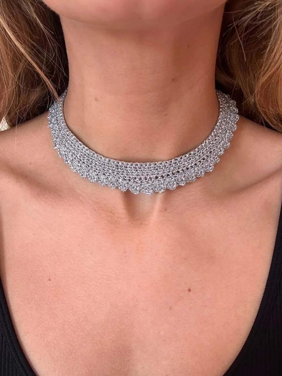 Collar hojas plateado — foto 1