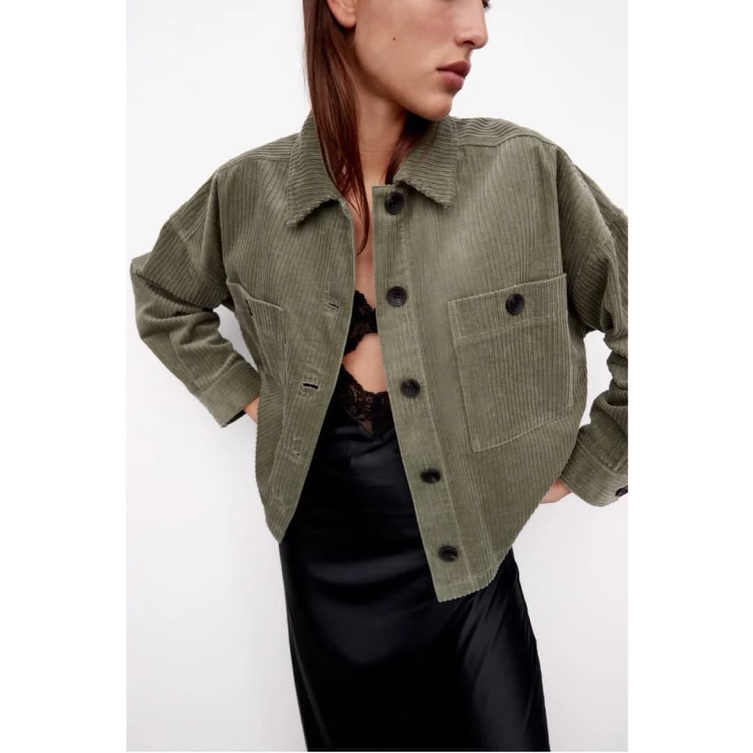 Usado por Elisa Picó, Chaqueta/ sobrecamisa cotelé Oliva, talla S