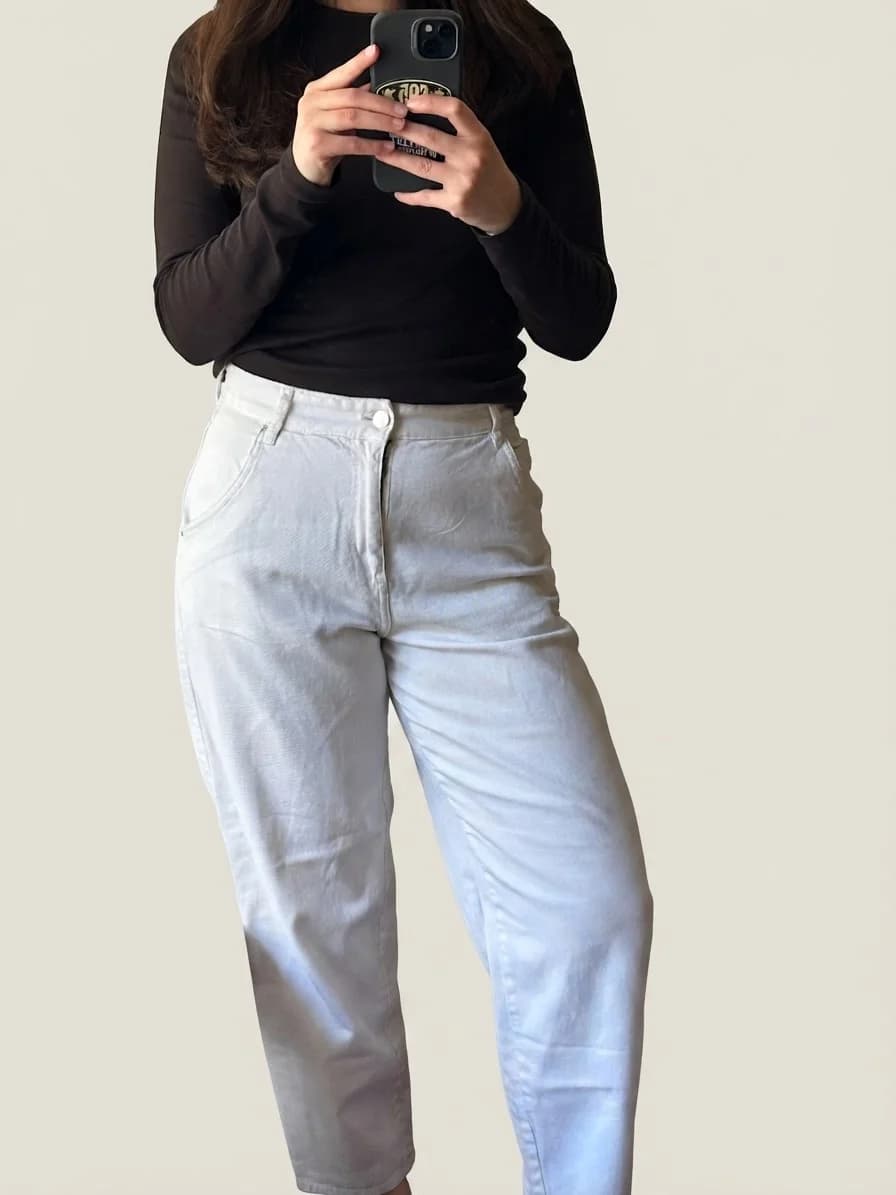 Usado por Amalia Traub , Mom jeans blanco, talla 30