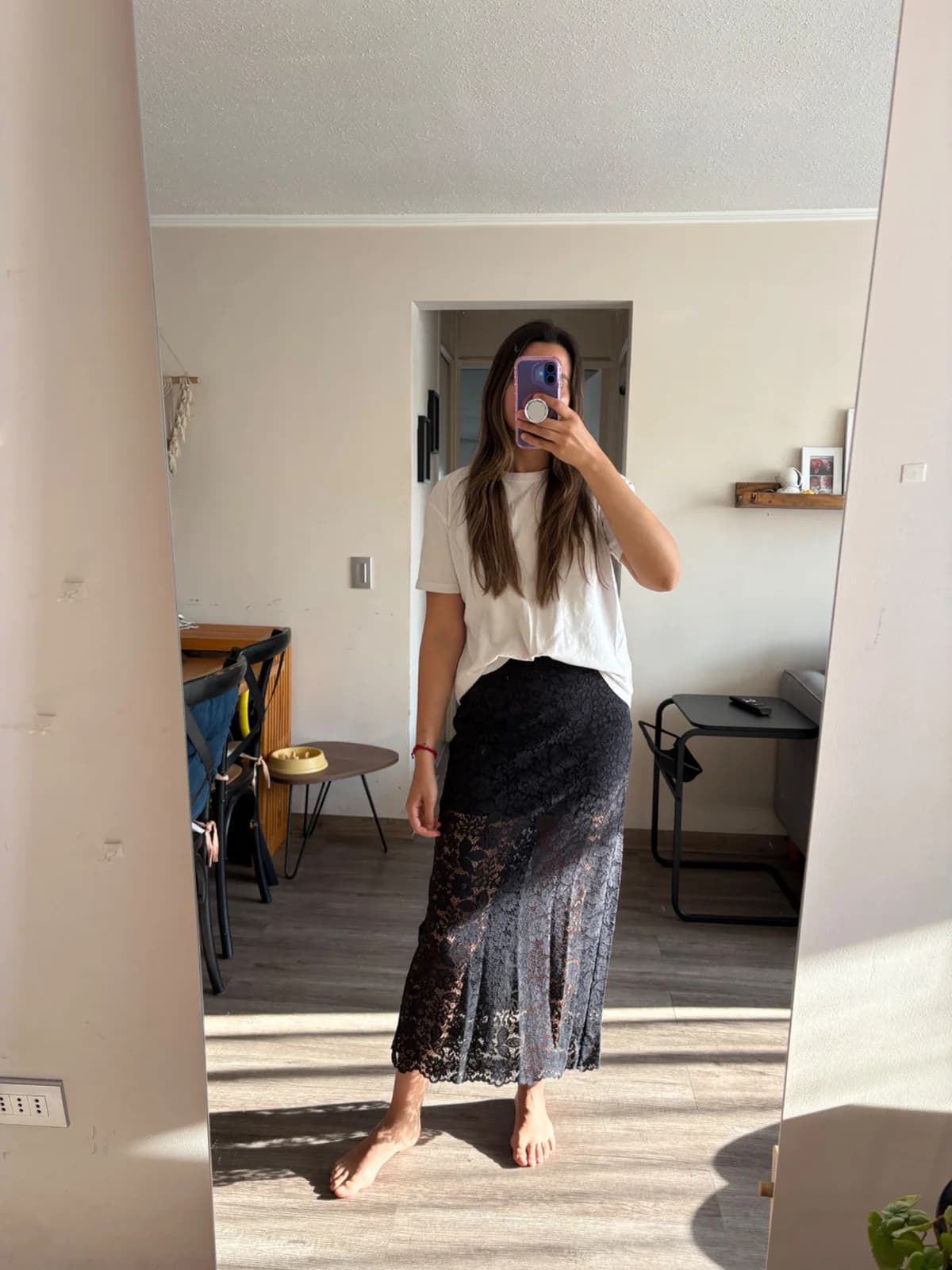 Usado por Claudia Rasines, Falda zara encaje negra, talla M