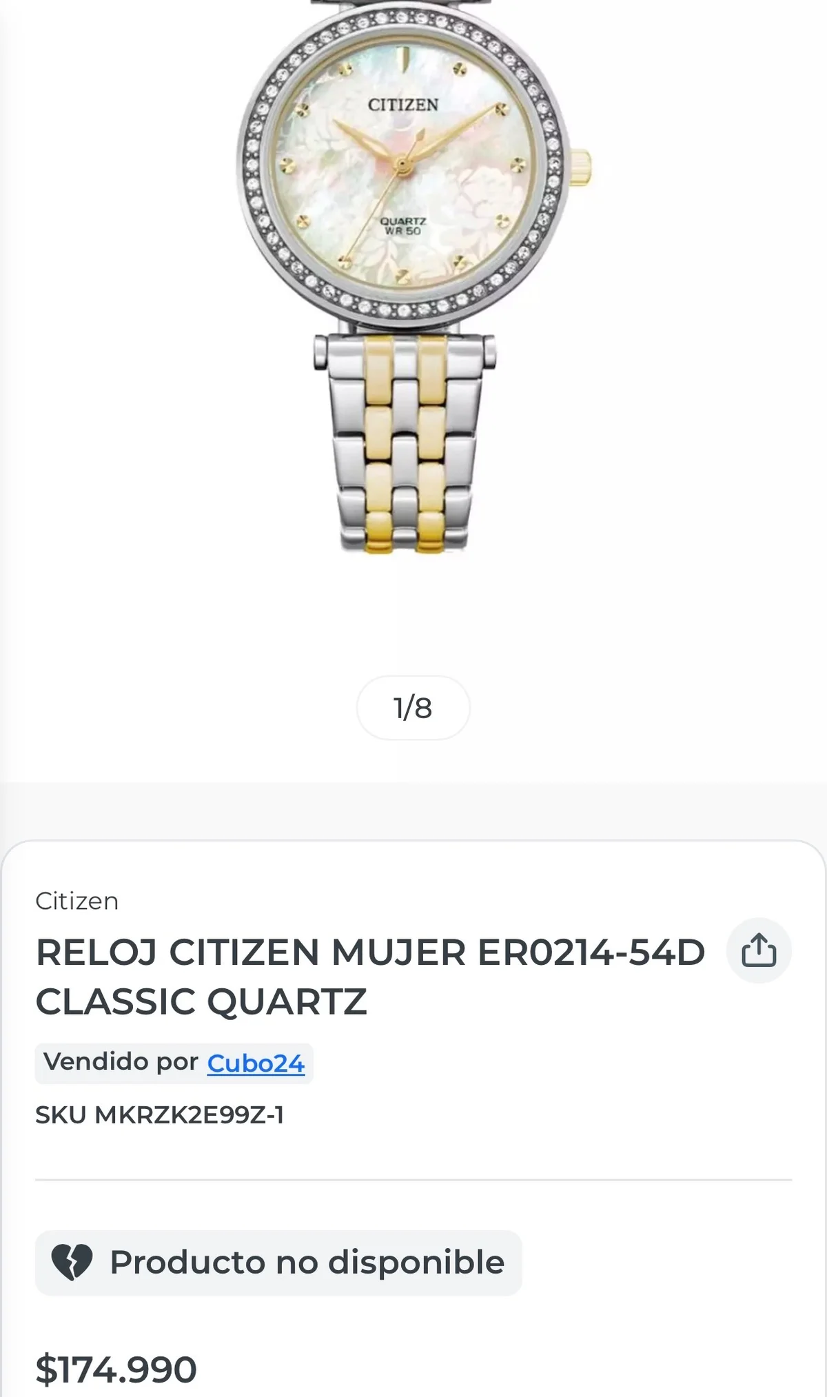 Usado por Andrea Ovalle, RELOJ CITIZEN MUJER ER0214-54D Q CLASSIC QUARTZ