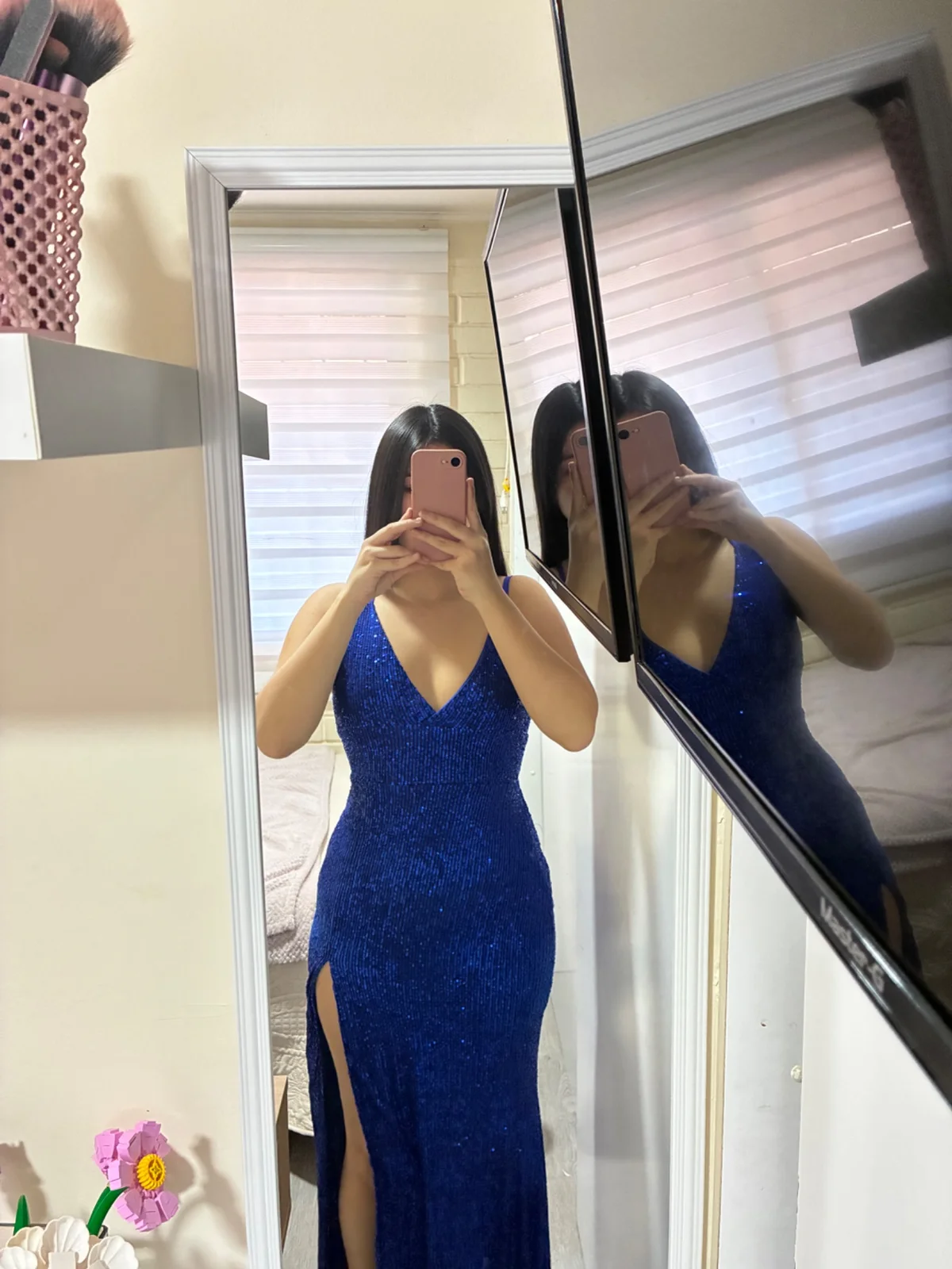 Usado por Emilia Ramirez, Vestido de fiesta talla azul rey , talla S-M