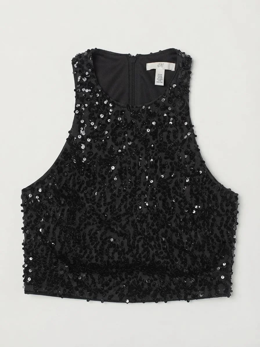 Usado por Monse Carmona, Top carrete brillos, talla XS