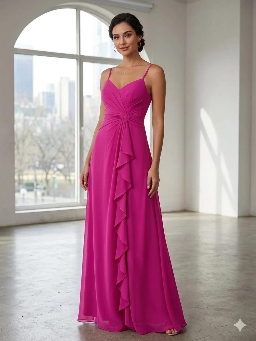 Usado por María Ignacia Asfura, Vestido fucsia, talla XS