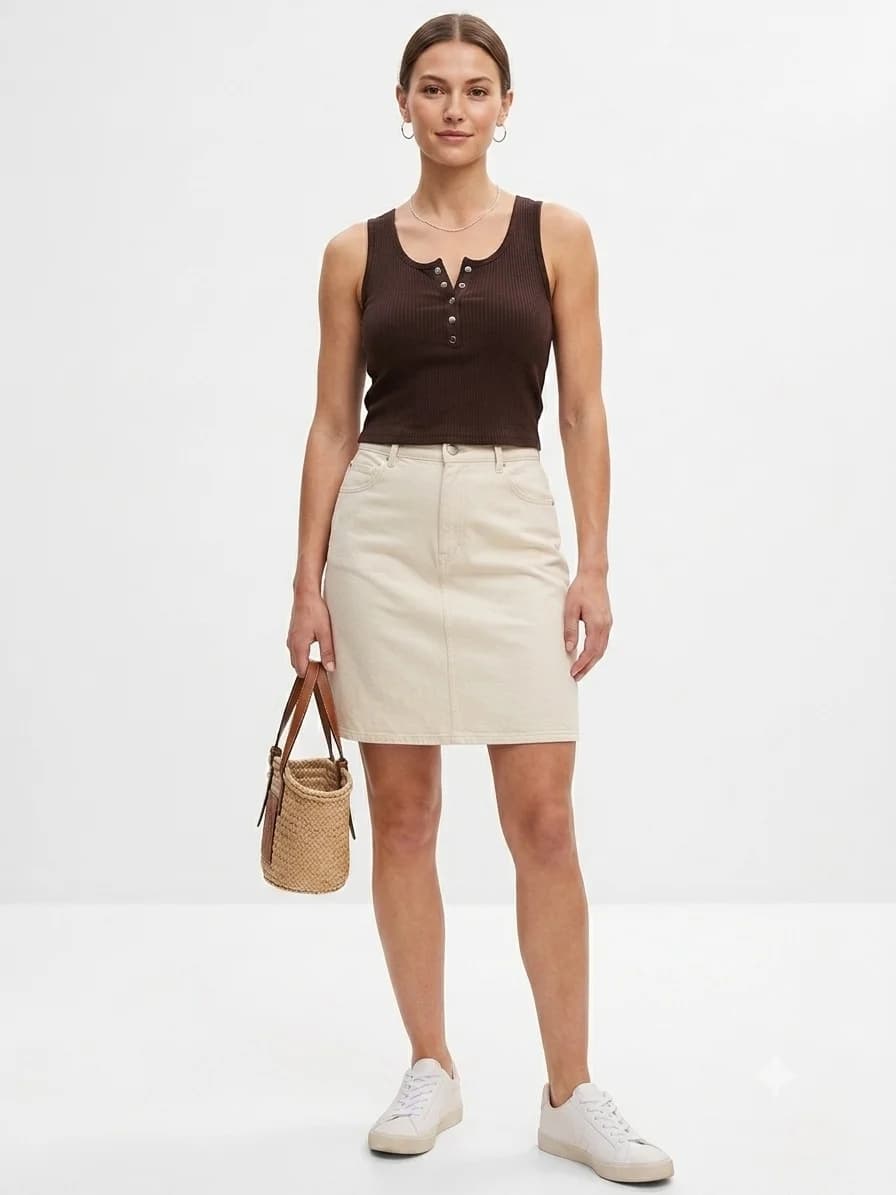 Usado por Camila Briseño, Top cafe con botones, talla M/L