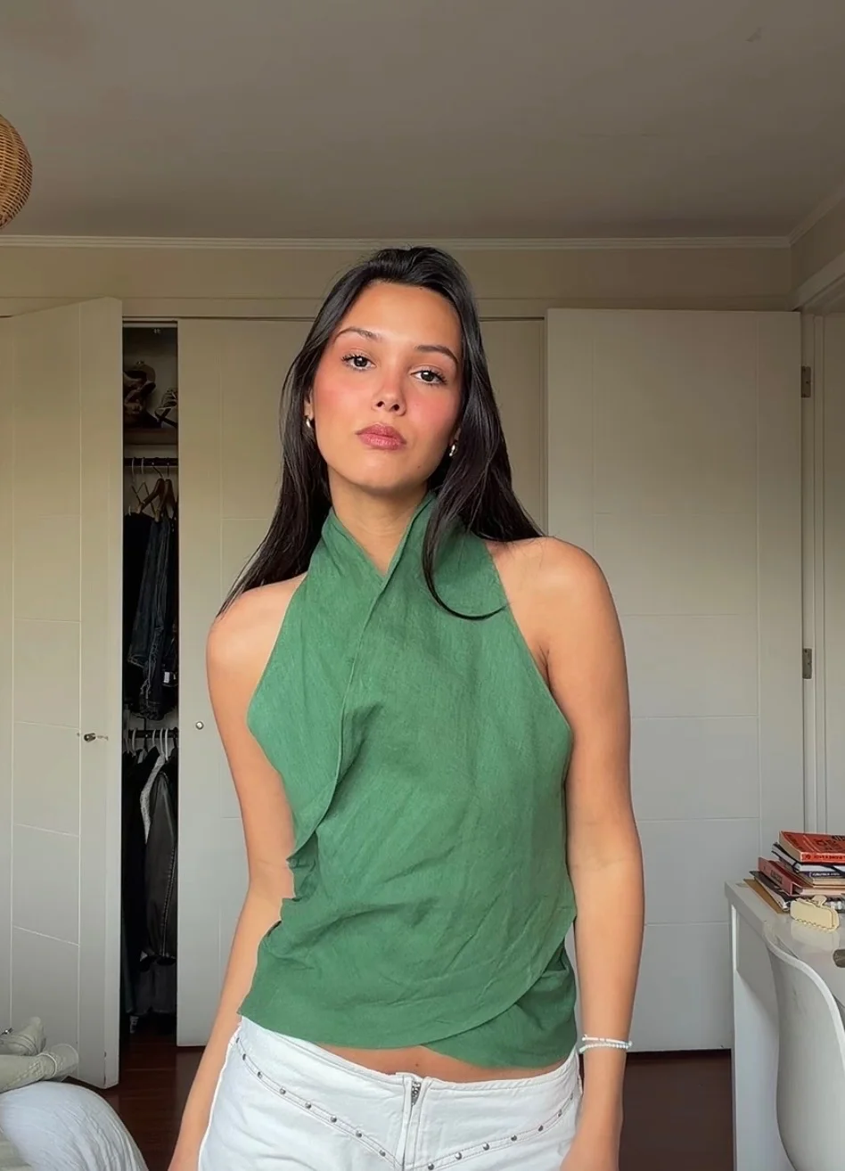 Top verde lino