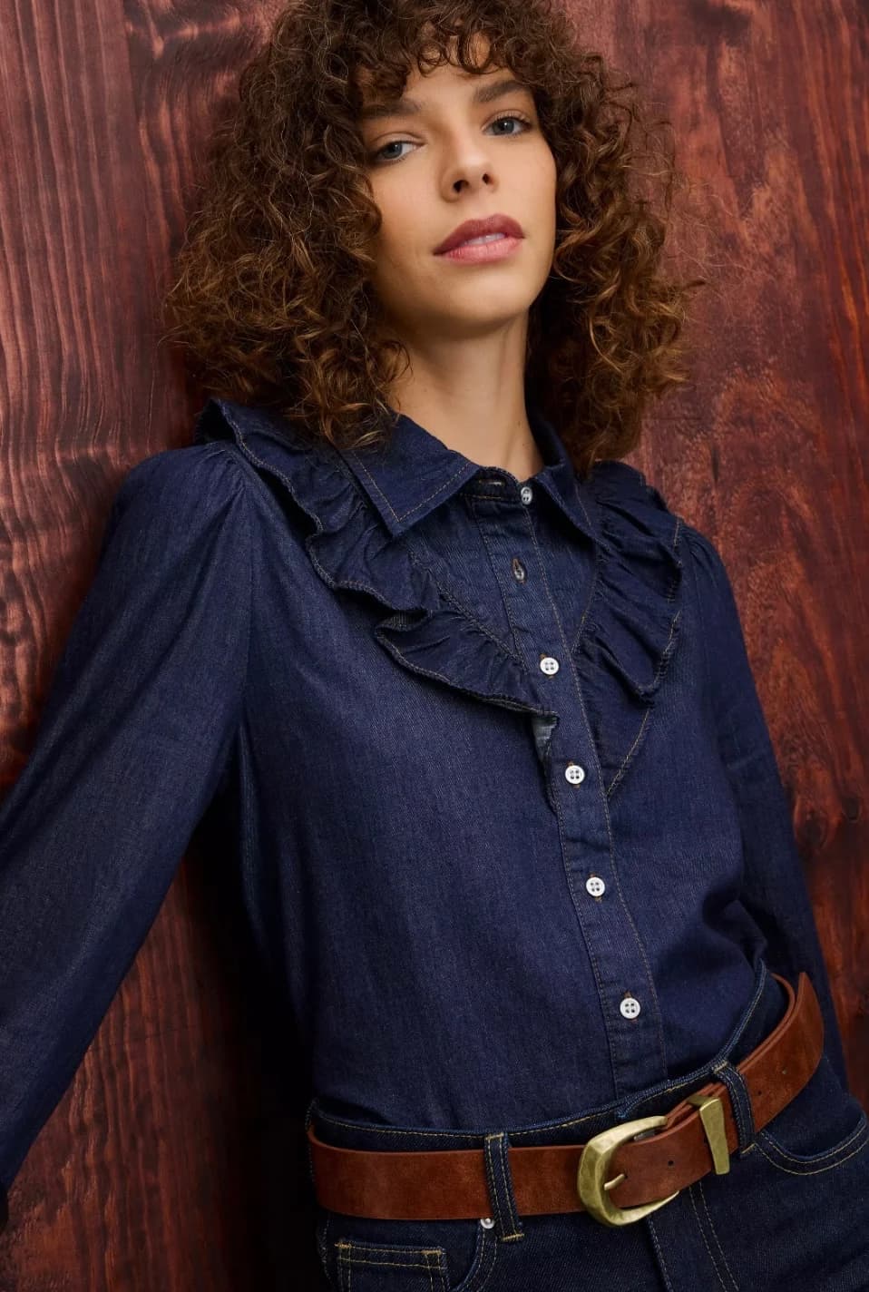 Usado por Camila Guedelhoefer , Camisa Alaniz Azul Jeans , talla S