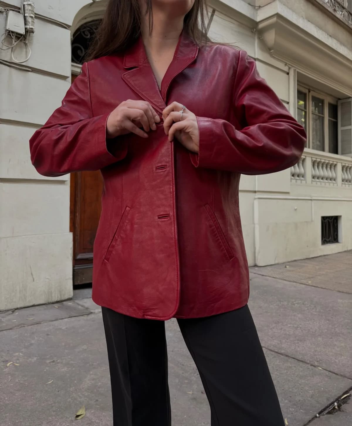 Chaqueta cuero roja vintage — foto 1