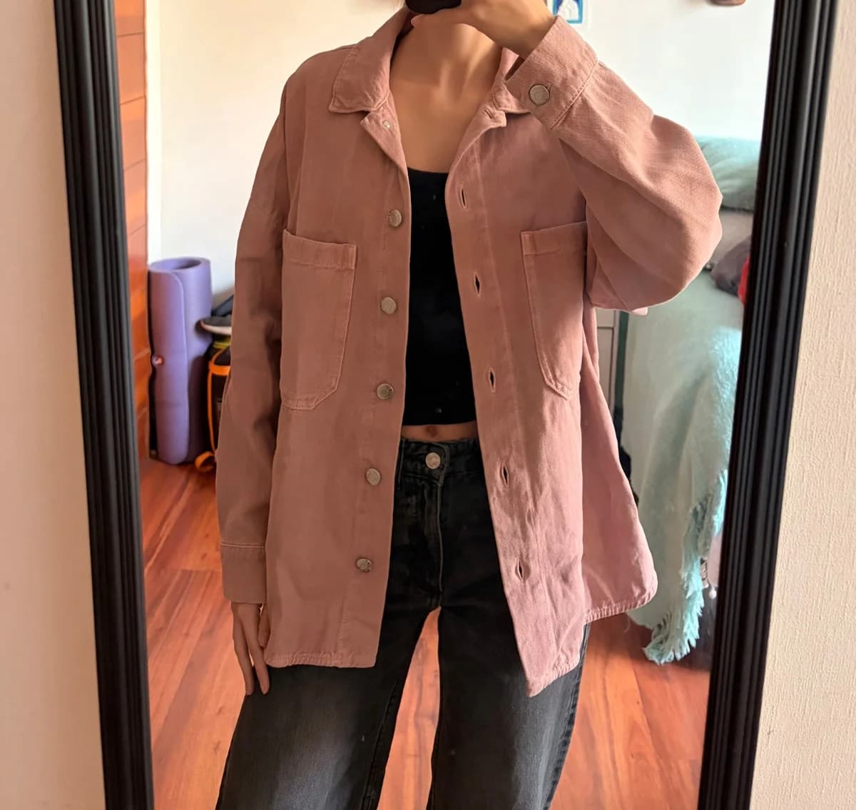 Usado por Javi Muñoz, Chaqueta rosada oversized, talla XS