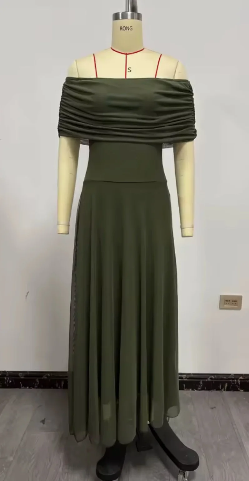Usado por Flo Carlin, Vestido largo verde , talla S-M
