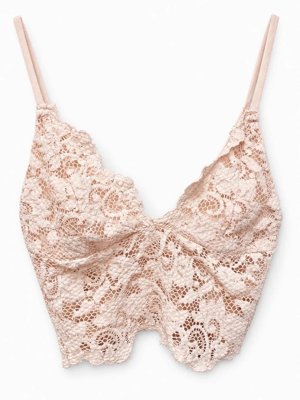 Usado por Sofía Pozas, Bralette de encaje floral, talla XS