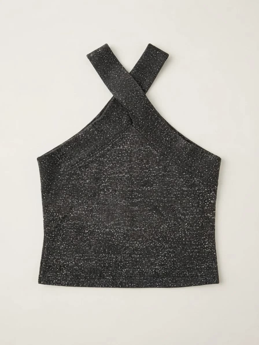 Usado por Mila Solari, Top brillos negro , talla S