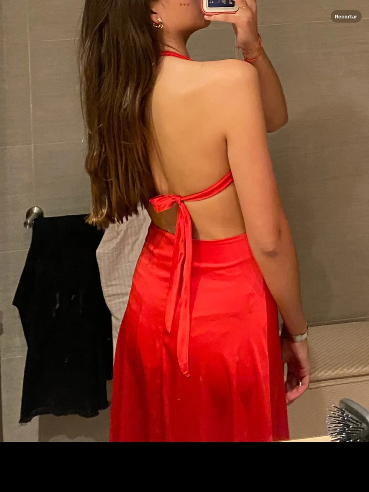 Usado por Flo Carlin, Vestido largo rojo , talla S