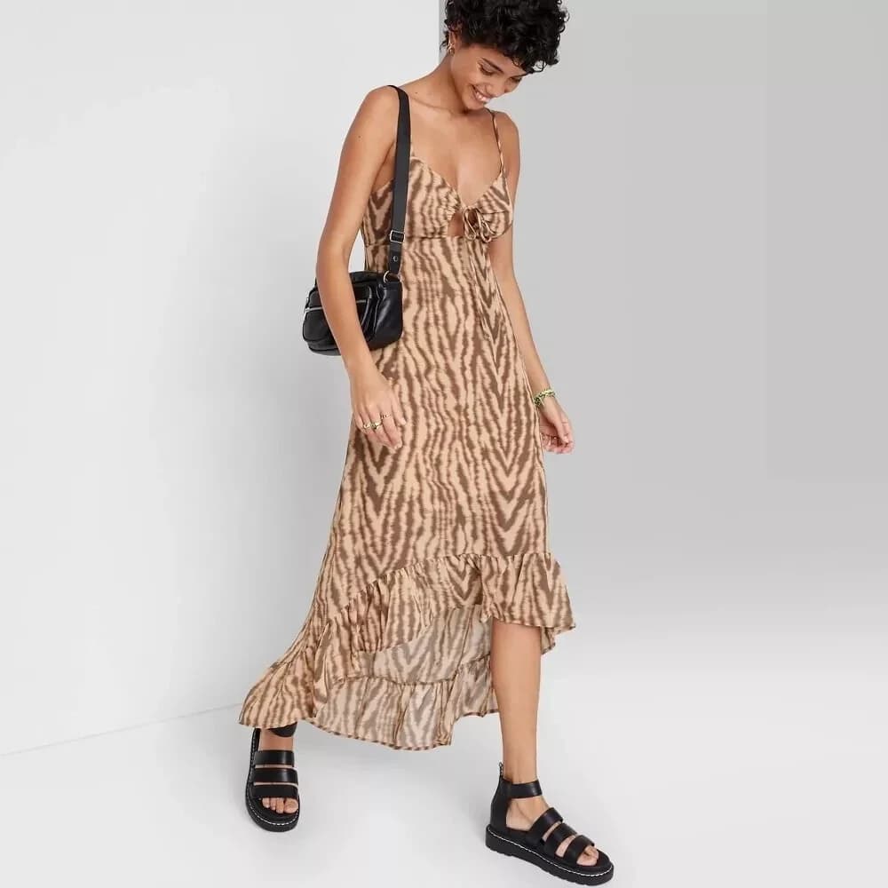 Usado por Aurora Bittelman, Vestido Animal Print, talla XS