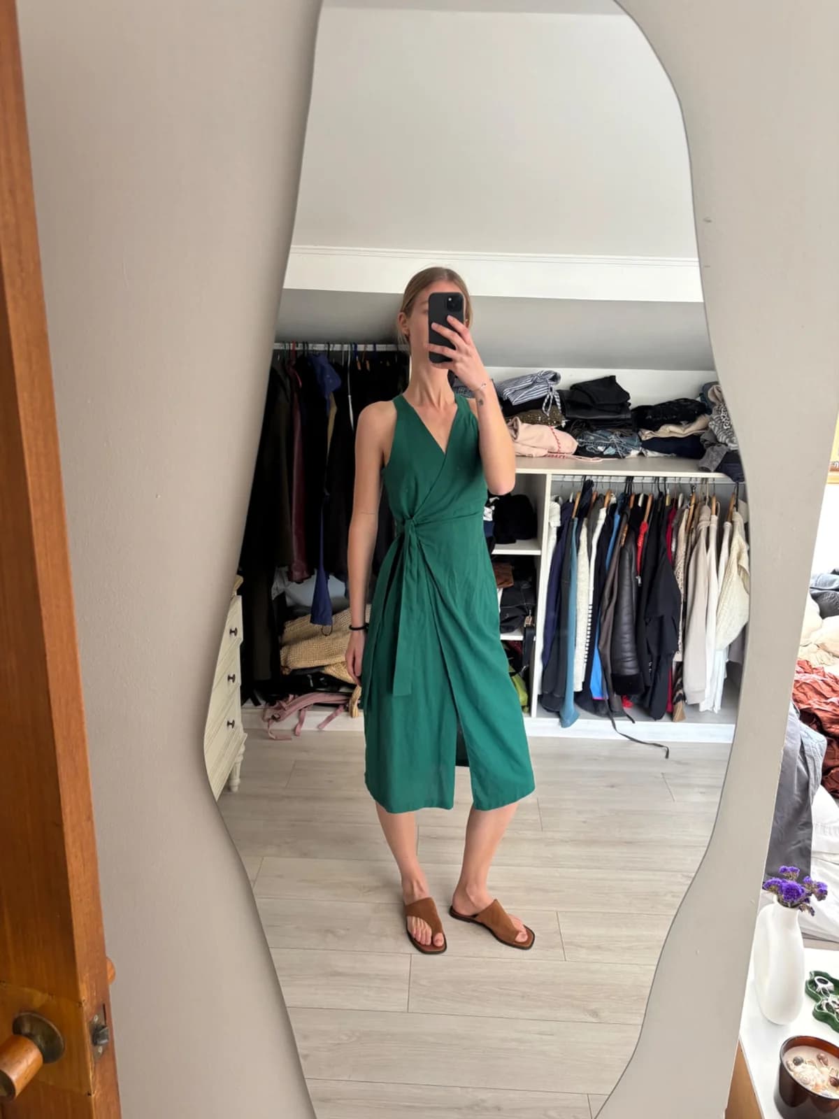 Vestido 3/4 verde botella