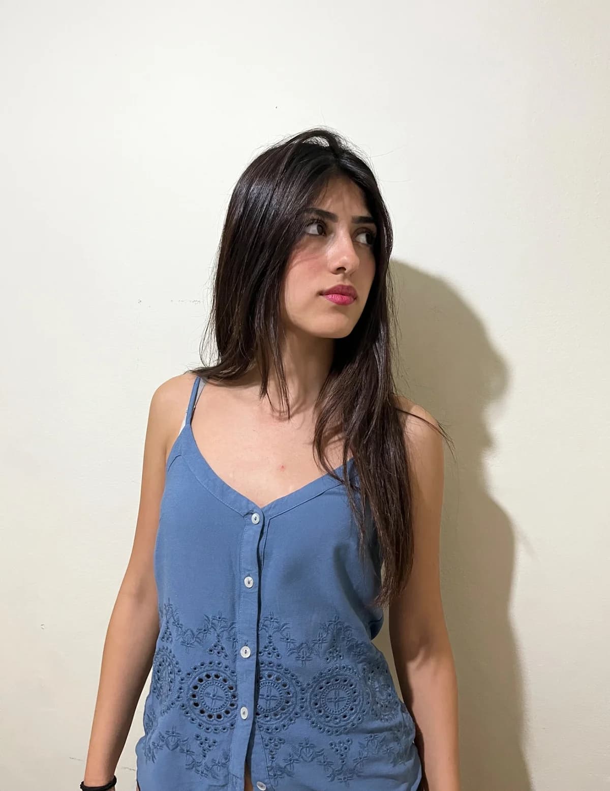 Usado por Vanessa Ahumada, Polera azul, talla S