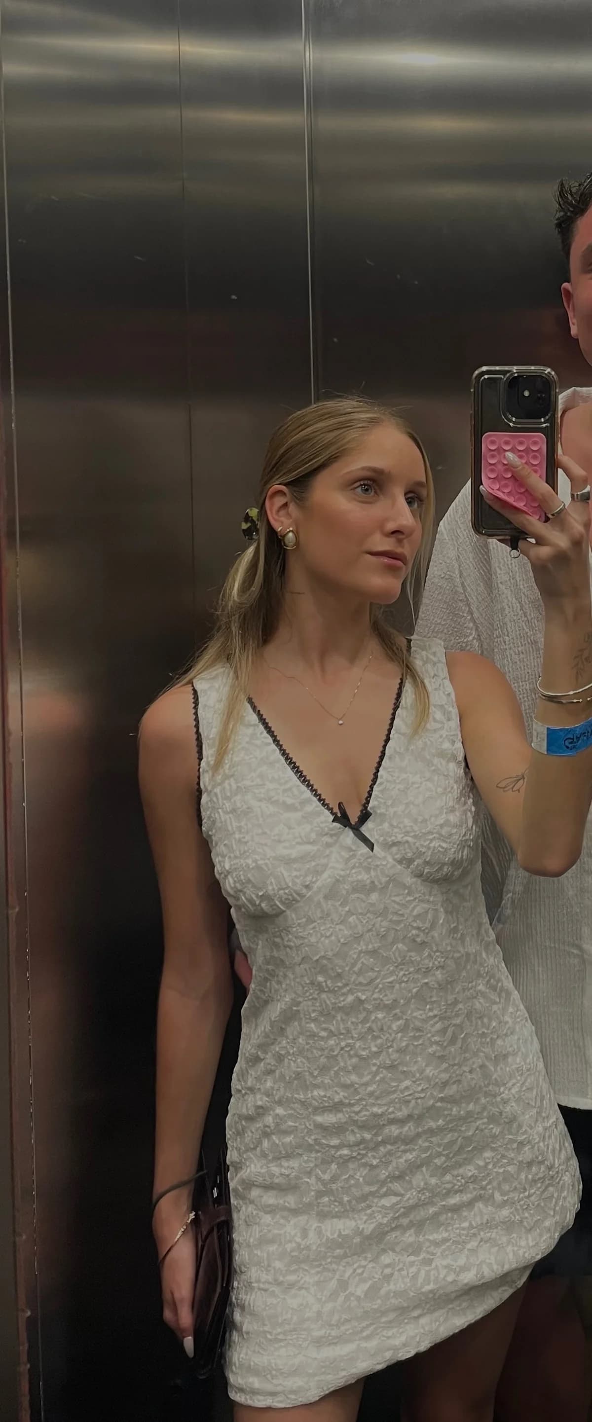 Usado por Rosario Carrasco, Vestido blanco cinta , talla XS - S
