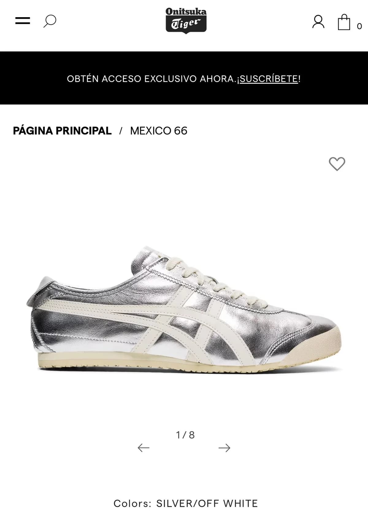 Usado por Isidora Zapata, Zapatillas Onitsuka Tiger Plateadas, talla Eur 38