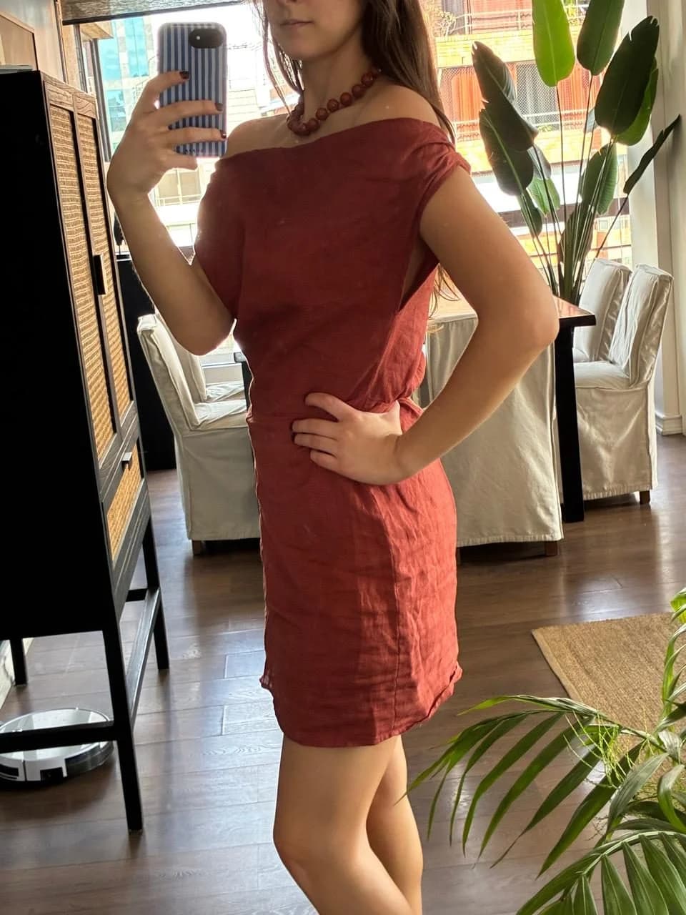 Vestido corto terracota