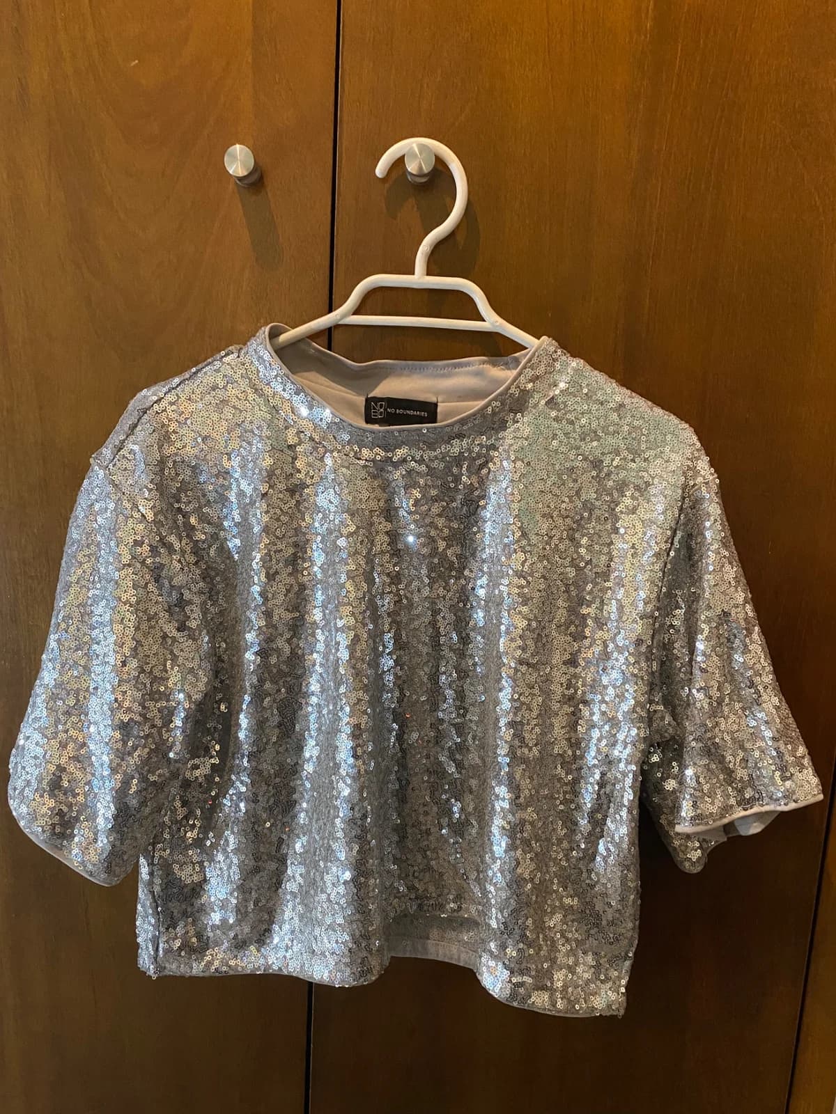 Polera Plateada Lentejuelas — foto 1