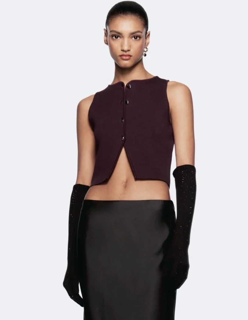 Usado por Anyela , Top chaleco punto botones , talla L