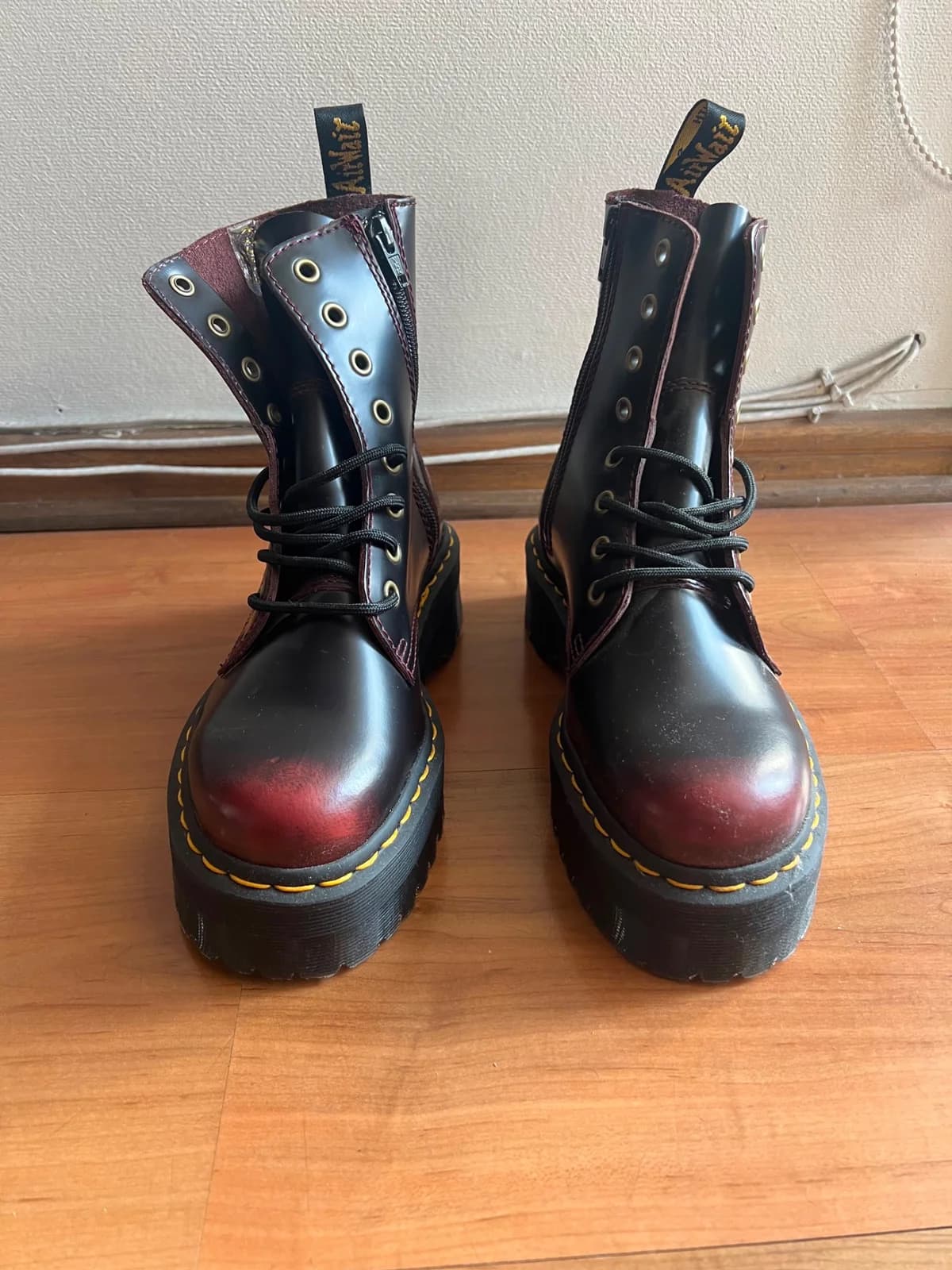 Usado por Javi Muñoz, Dr Martens Jadon Max Botín Mujer Cuero Burdeo, talla 37