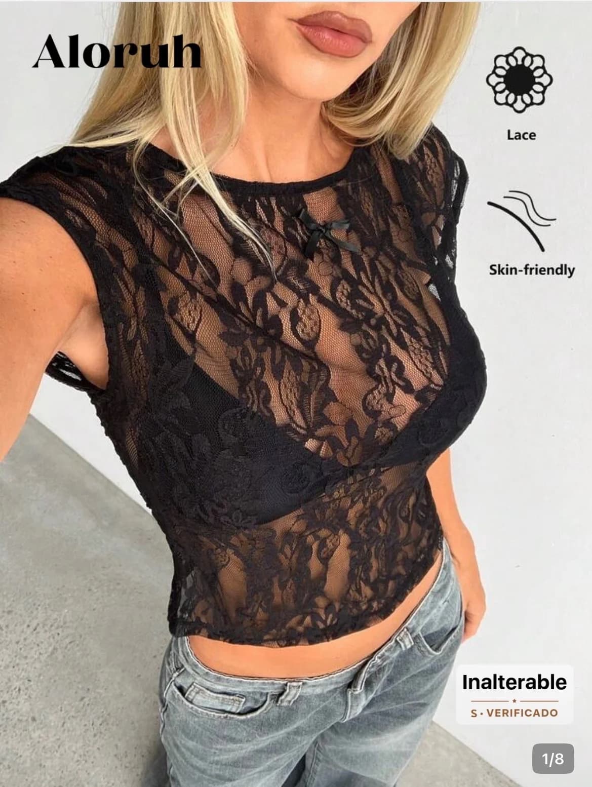 Usado por Maite González, Top encaje , talla S