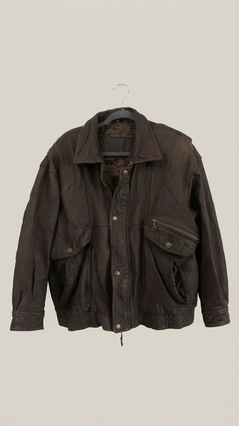 Chaqueta Cuero Vintage Café