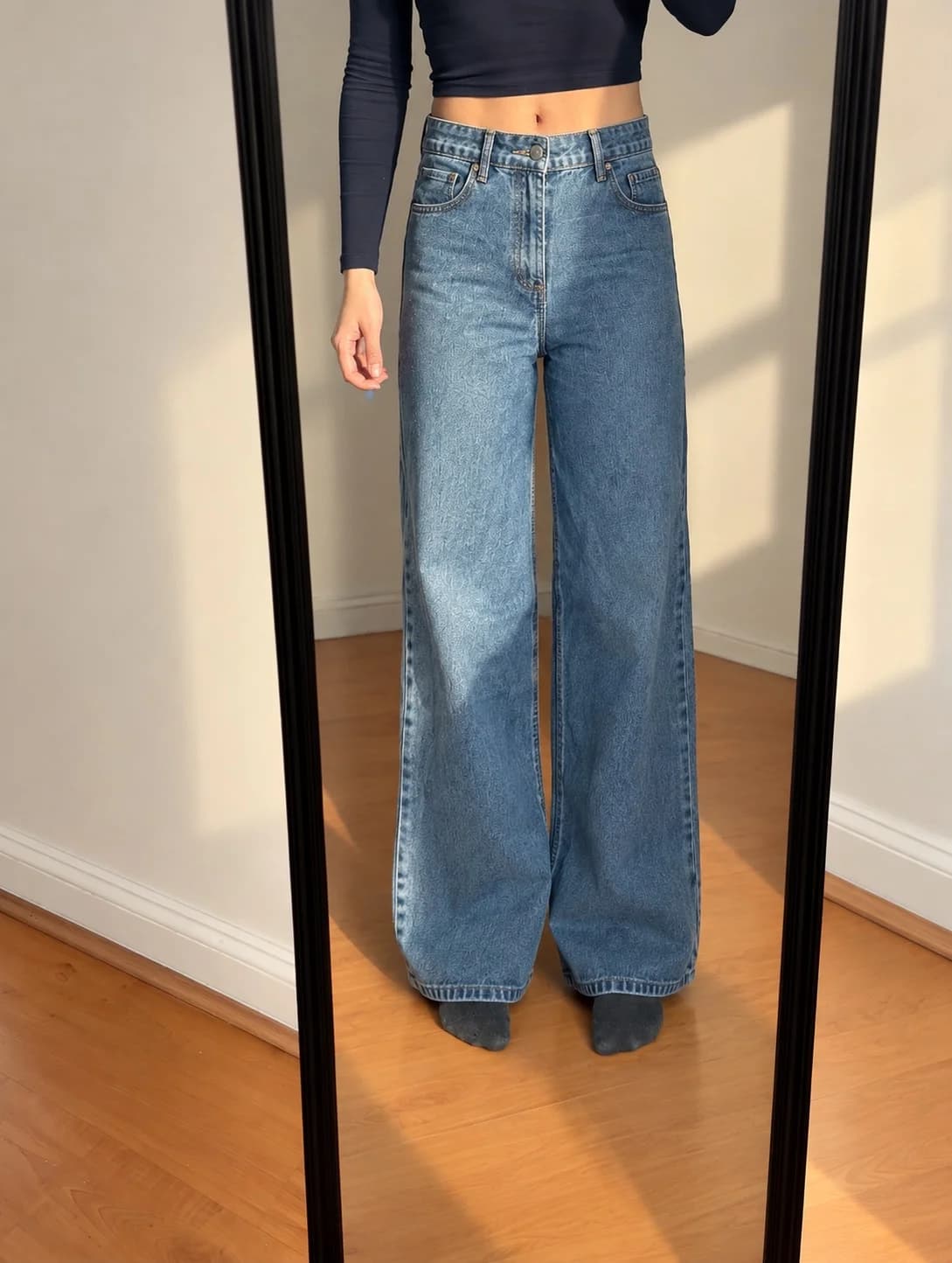 Usado por Ambar Ignacia , Jeans Wide Leg Low Rise, talla 36
