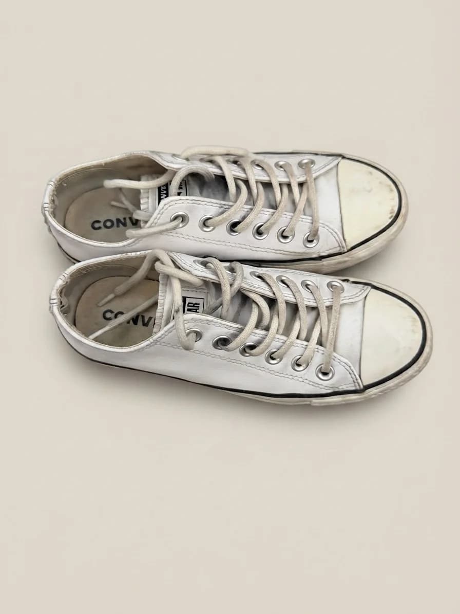 Converse cuero plataforma blancas — foto 1