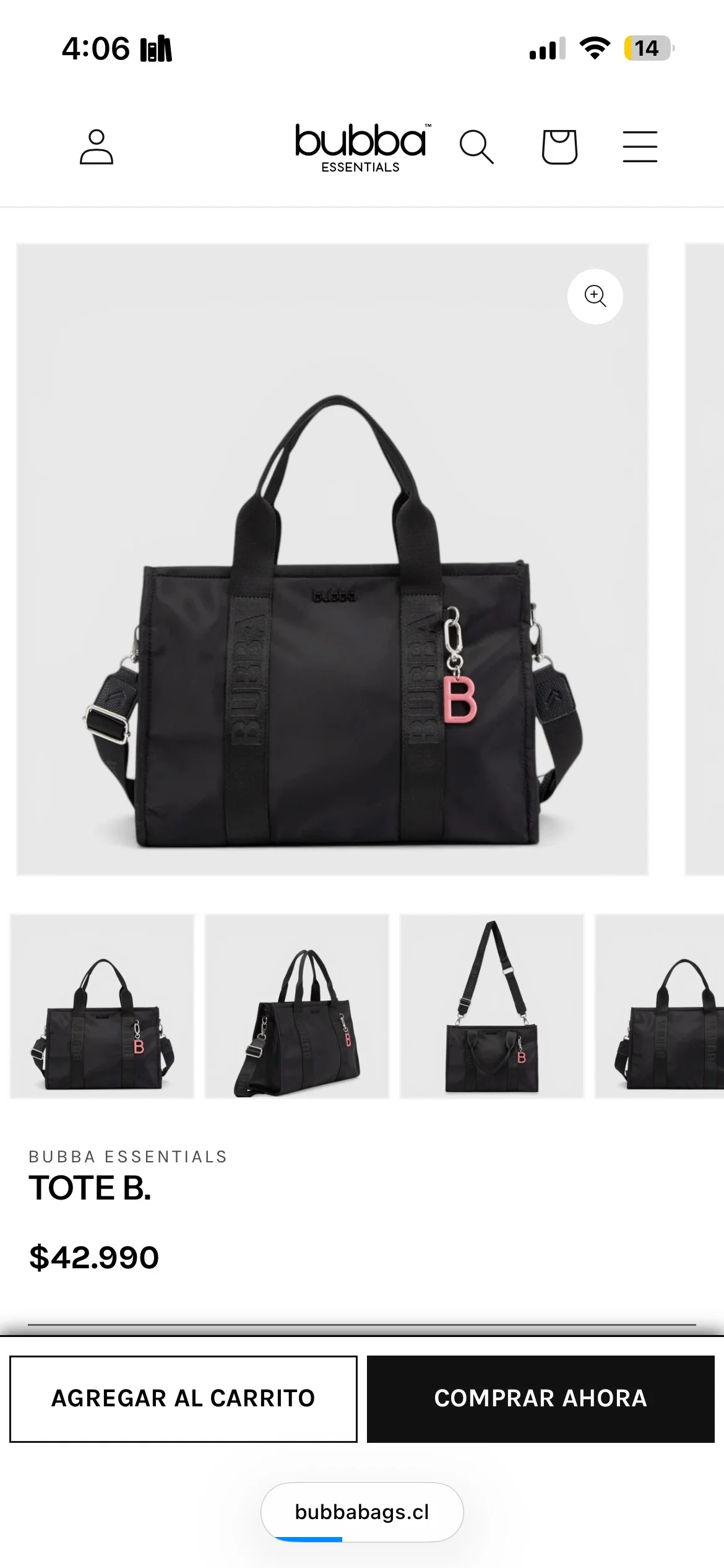 Usado por Sofía Pizarro, Cartera Tote Bubba Bags, talla Mediana