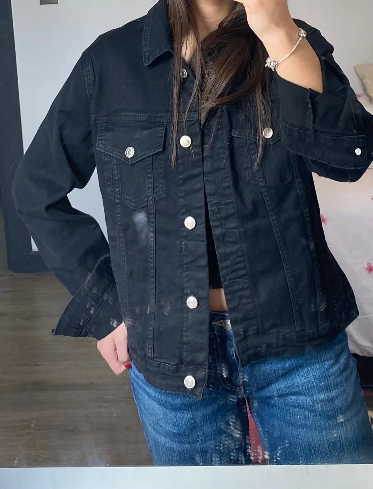 Usado por trinidad , chaqueta negra, talla L