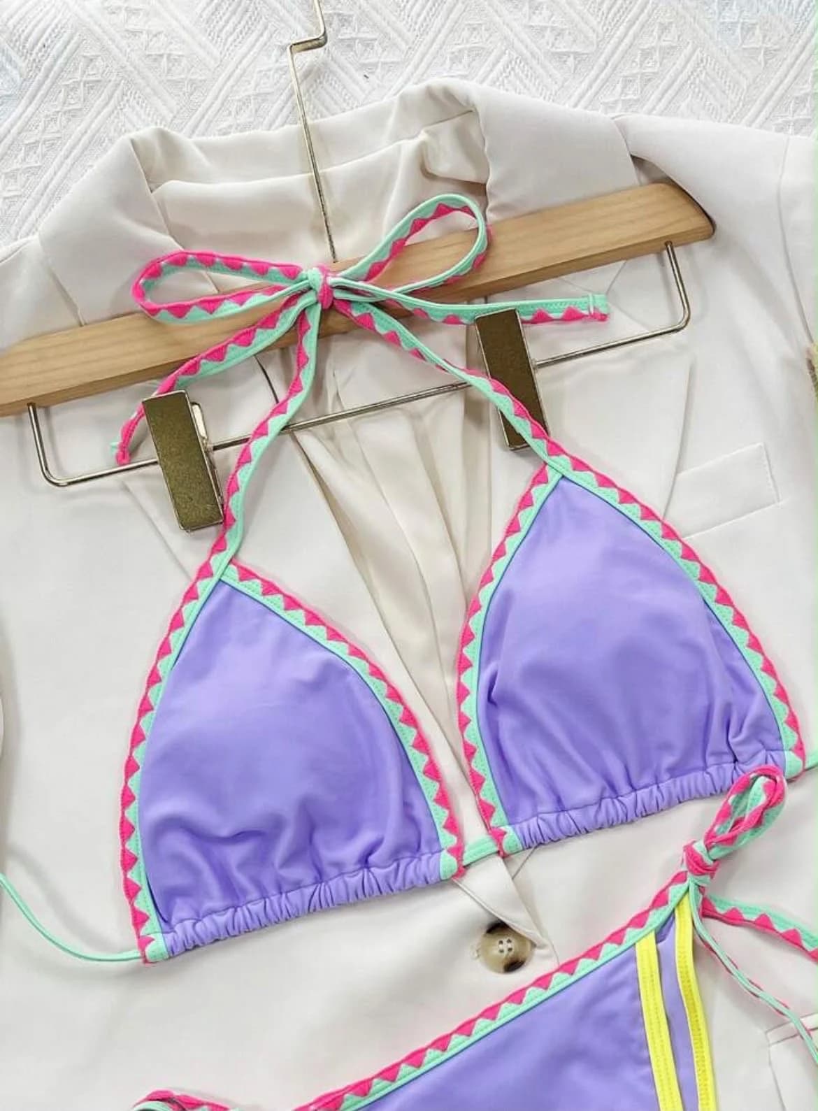 Usado por Popi closet, traje de baño colorido, talla M
