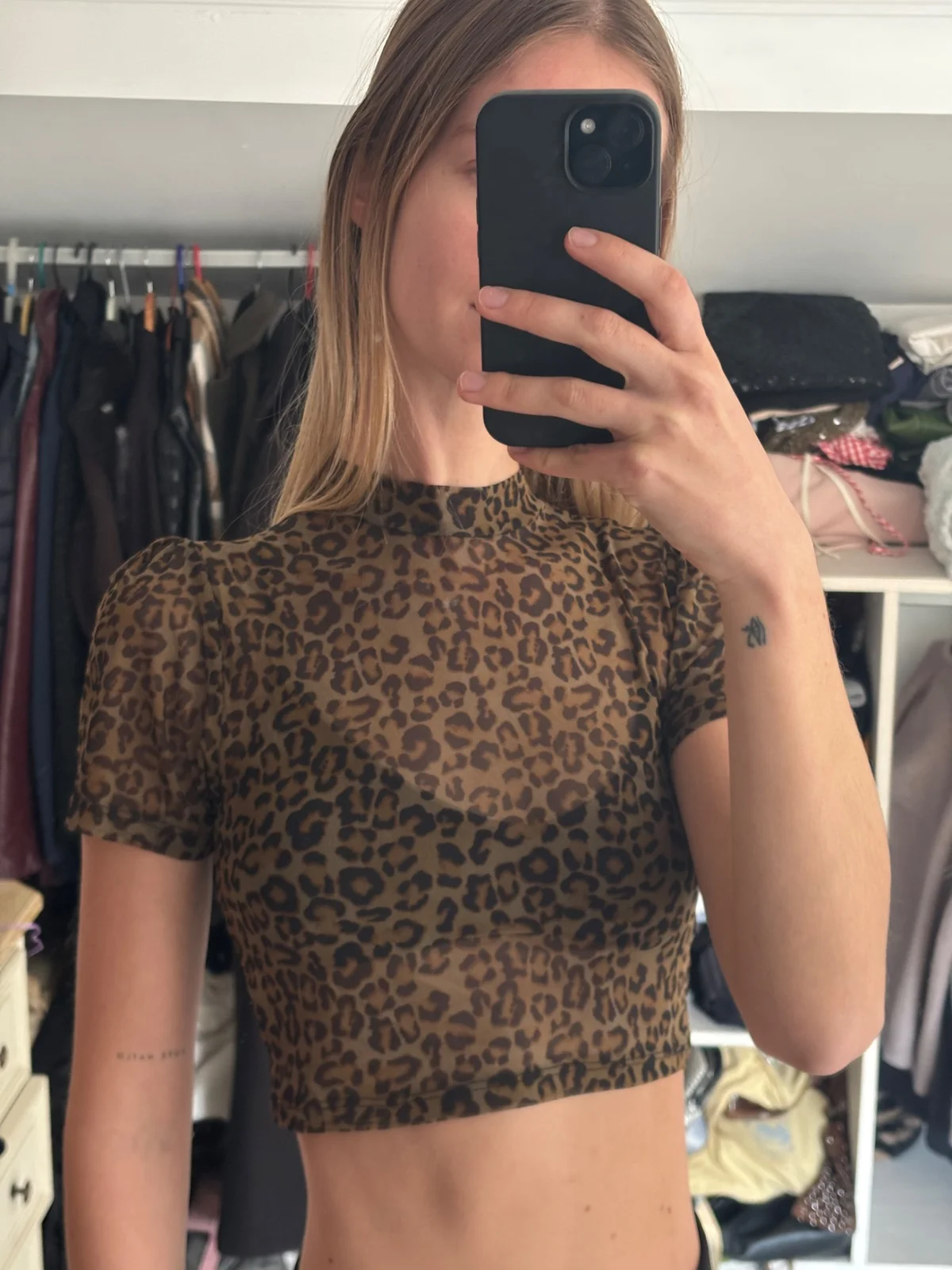 Usado por Blanca Egert, Top transparente karyn coo, talla Xs