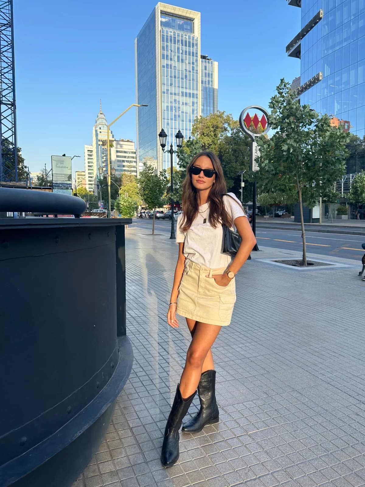 Falda beige denim cargo
