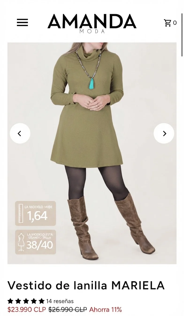 Usado por Andrea Ovalle, Vestido canelado, talla 38