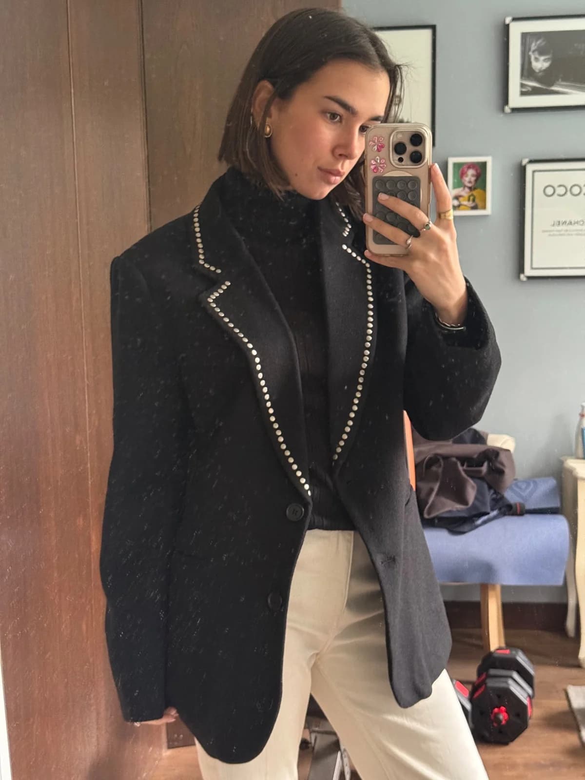 Usado por Matilde Duch, Blazer negro con tachas , talla M