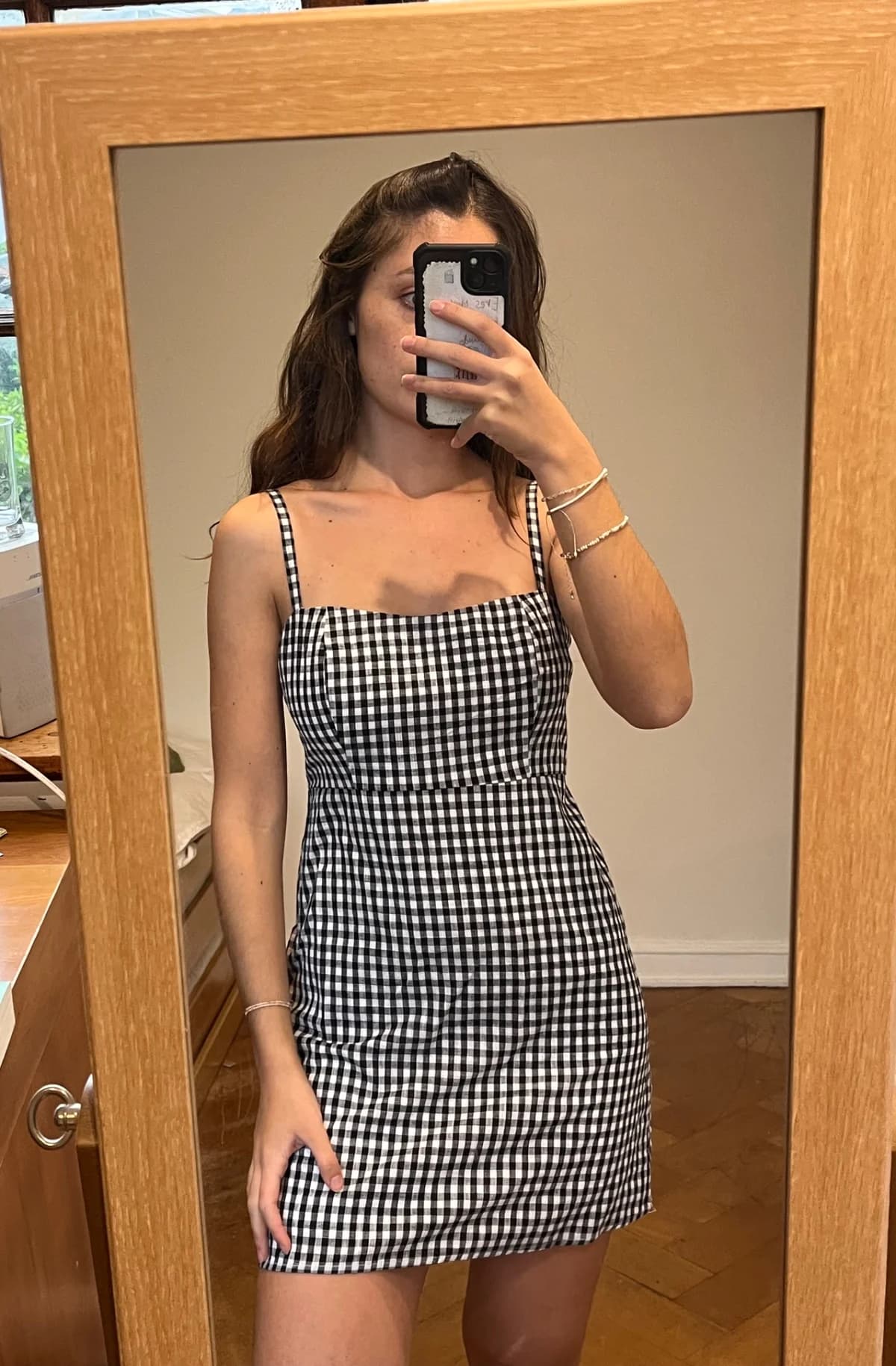 Usado por emilia correa, Vestido cuadritos , talla S