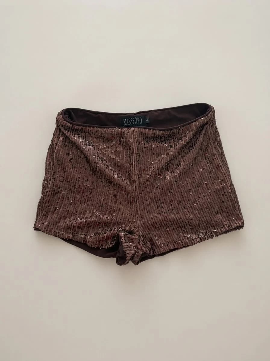 Usado por Victoria Flores, Micro short brillos, talla S