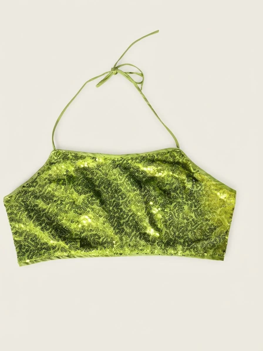 Usado por Monse Carmona, Top con brillos, talla XS