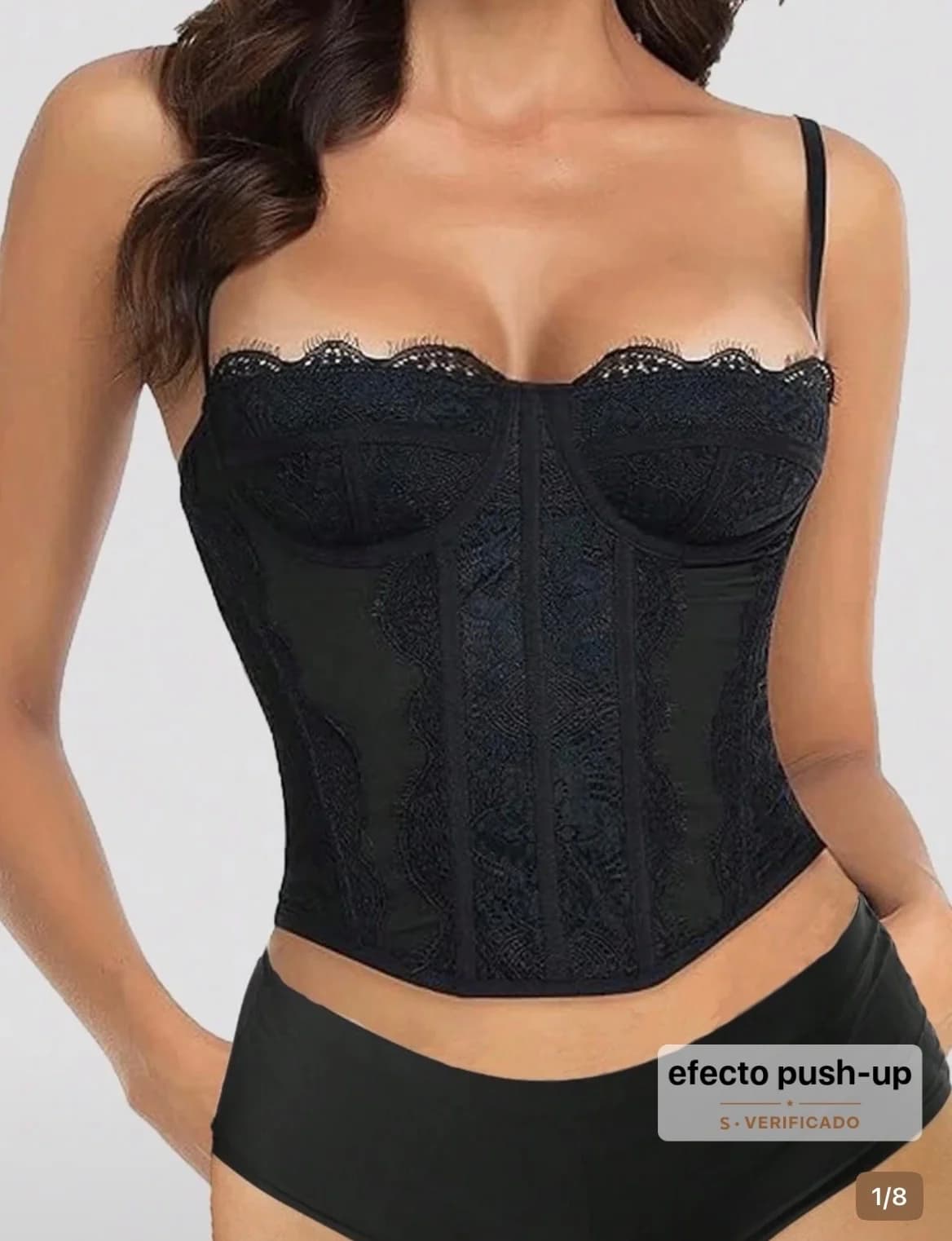 Usado por Maite González, corset negro, talla S