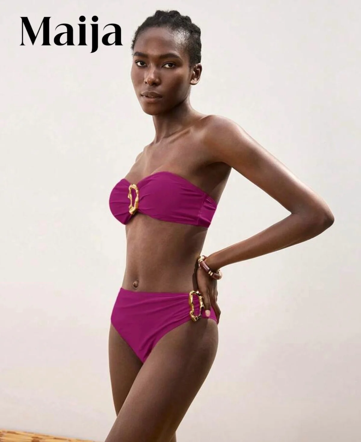 Usado por CAMI MARAMBIO, Bikini rojo violeta , talla S